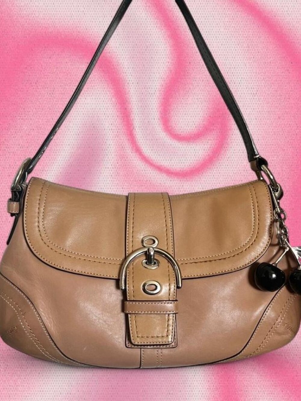 Vintage Y2K Coach Large Tan Leather Soho Bag